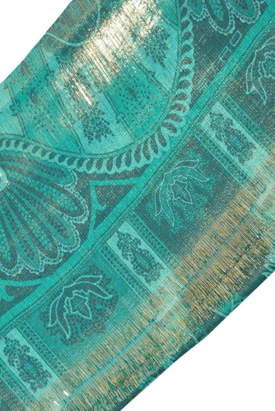 Shop Etro Paisley Embroidered Frayed Scarf In Green