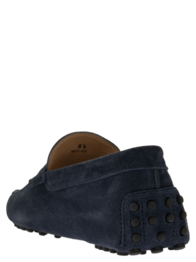 Shop Tod's Suede Leather Moccasin Gommino In Blue