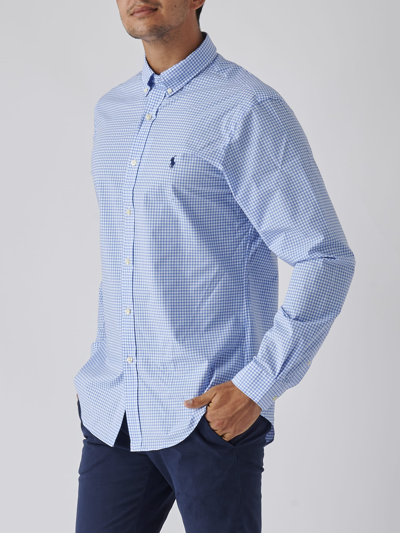 Shop Polo Ralph Lauren Long Sleeve Sport Shirt Shirt In Celeste