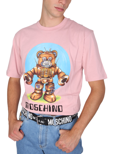 Shop Moschino Teddy Print T-shirt In Rosa