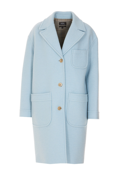 Shop Apc Nina Coat In Blue
