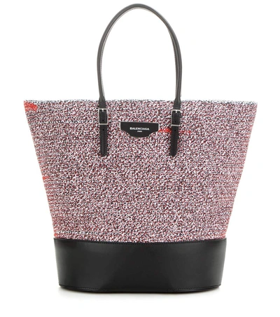 Balenciaga Fabric And Leather Shopper In E-l-rouge Coque