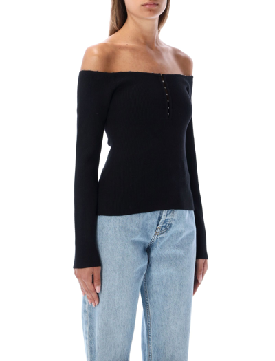 Shop Helmut Lang Off-the-shoulder Top In Black