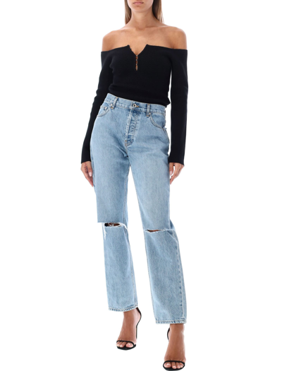 Shop Helmut Lang Off-the-shoulder Top In Black