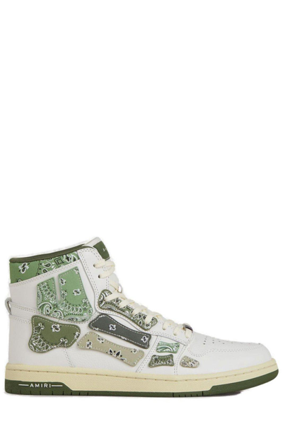 Shop Amiri Skel Banada Panelled Sneakers In White Olive