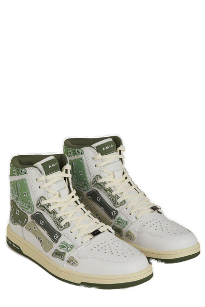 Shop Amiri Skel Banada Panelled Sneakers In White Olive
