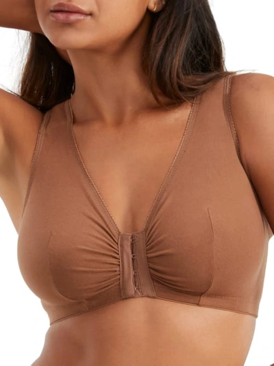 Shop Leading Lady Meryl Front-close Wire-free Bra In Mocha Nude