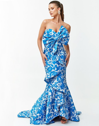 Shop Mestiza Azulejo Gown In Blue