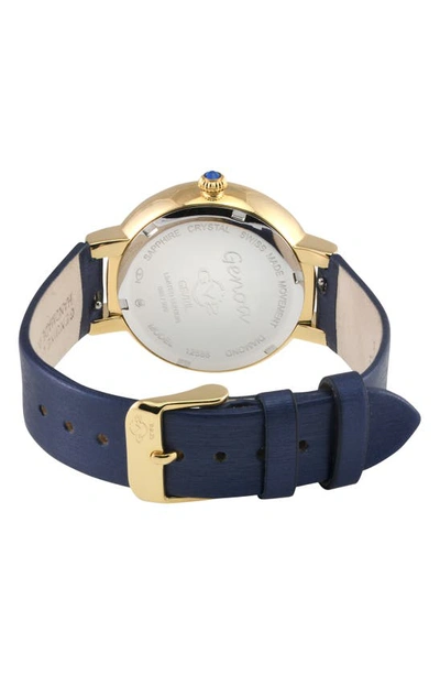 Gv2 Genoa Diamond Dial Leather Strap Watch, 37mm In Blue
