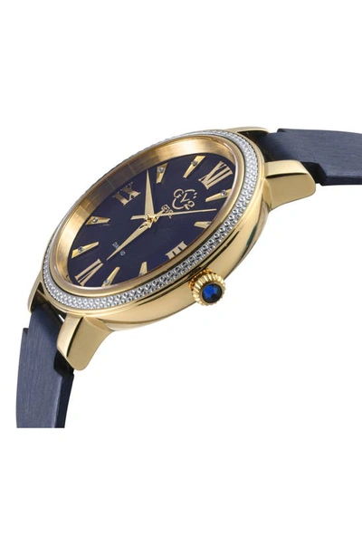 Gv2 Genoa Diamond Dial Leather Strap Watch, 37mm In Blue