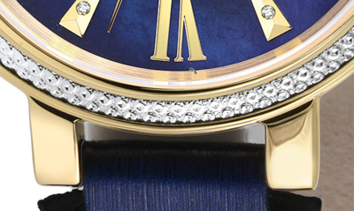 Gv2 Genoa Diamond Dial Leather Strap Watch, 37mm In Blue