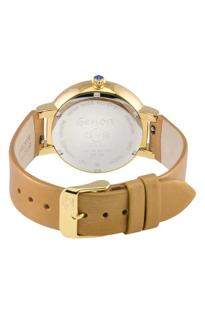 Gv2 Genoa Diamond Dial Leather Strap Watch, 37mm In Beige