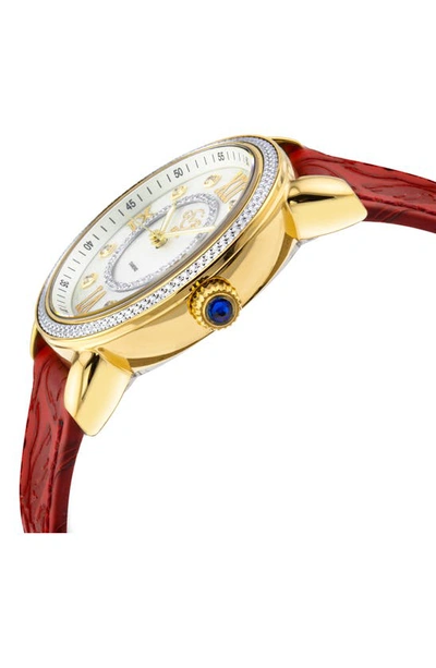 Gv2 Marsala Diamond Dial Leather Strap Watch, 37mm In Red