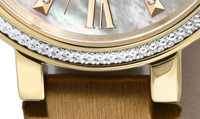 Gv2 Genoa Diamond Dial Leather Strap Watch, 37mm In Beige