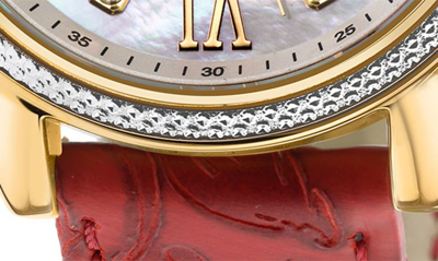 Gv2 Marsala Diamond Dial Leather Strap Watch, 37mm In Red