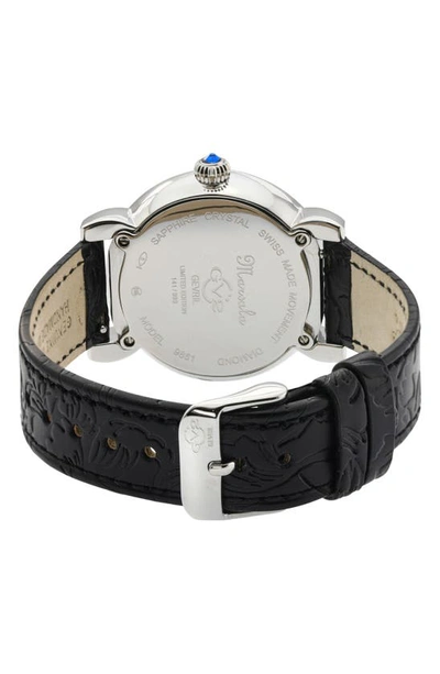 Shop Gv2 Marsala Diamond Dial Leather Strap Watch, 37mm In Black