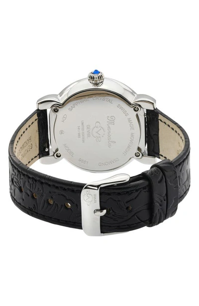 Gv2 Marsala Diamond Dial Leather Strap Watch, 37mm In Black