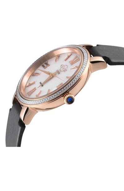 Gv2 Genoa Diamond Dial Leather Strap Watch, 37mm In Gray