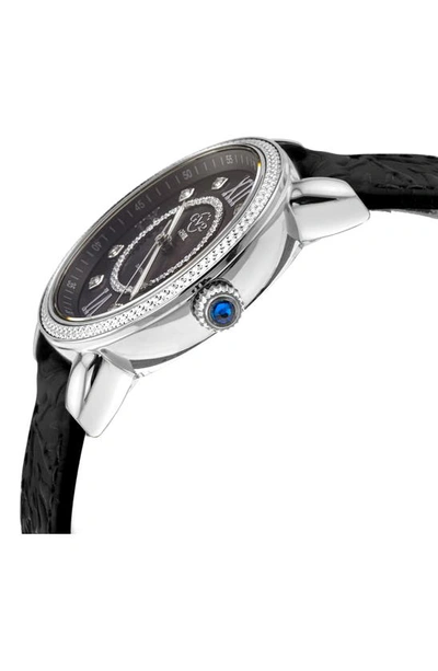 Shop Gv2 Marsala Diamond Dial Leather Strap Watch, 37mm In Black