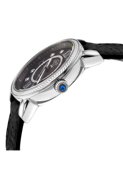 Gv2 Marsala Diamond Dial Leather Strap Watch, 37mm In Black