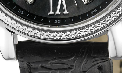 Gv2 Marsala Diamond Dial Leather Strap Watch, 37mm In Black