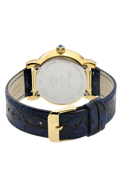 Gv2 Marsala Diamond Dial Leather Strap Watch, 37mm In Blue