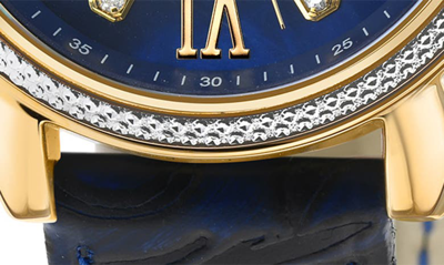 Gv2 Marsala Diamond Dial Leather Strap Watch, 37mm In Blue