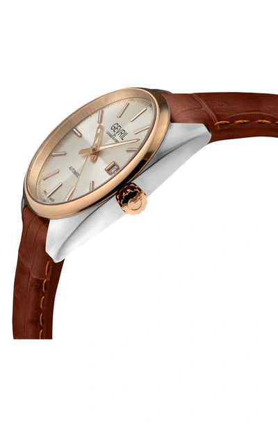 Gevril Five Points Croc Embossed Leather Strap Watch, 43mm In Brown