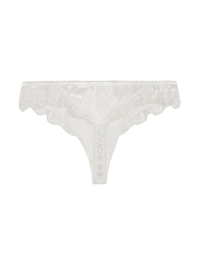 Shop Dolce & Gabbana Lace-detail Satin Thong In White