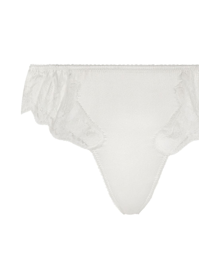 Shop Dolce & Gabbana Lace-detail Satin Thong In White