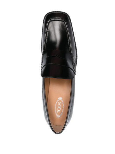 Shop Tod's Block-heel Leather Loafers In Black