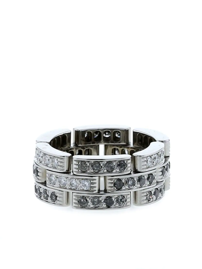 Pre-owned Cartier 18kt White Gold Flexible Maillon Panthère Diamond Ring In Silver