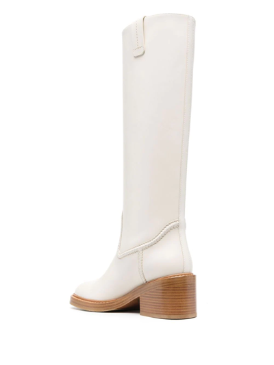 Shop Chloé Knee-length Slip-on Boots In Neutrals