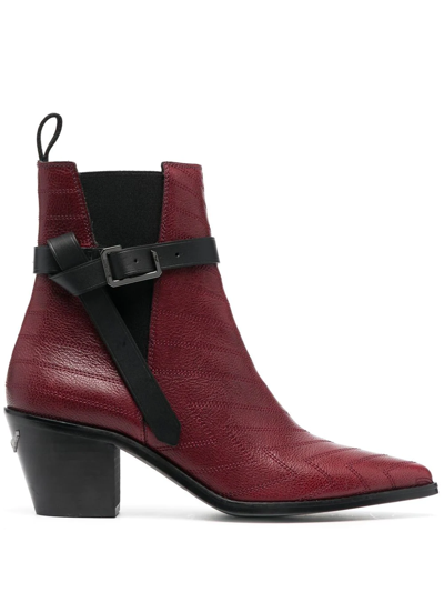Shop Zadig & Voltaire Buckle-fastened Ankle Boots In Red