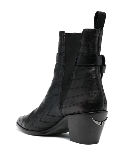 Zadig & Voltaire Tyler Stitch-detail Leather Ankle Boots In Black