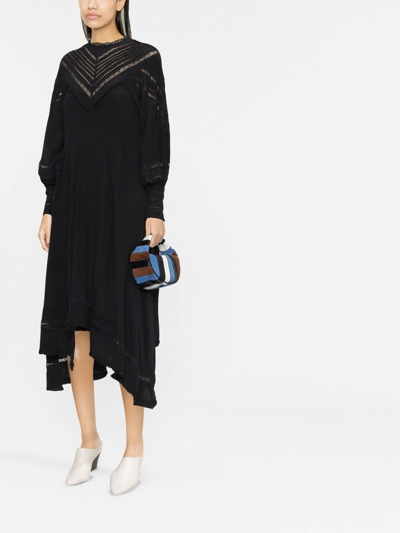 Shop Zadig & Voltaire Lace-panel Long-sleeve Dress In Black