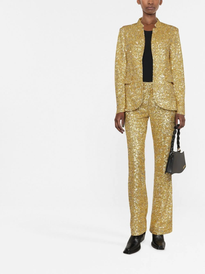 Sequin Flare Trousers In Buttercup