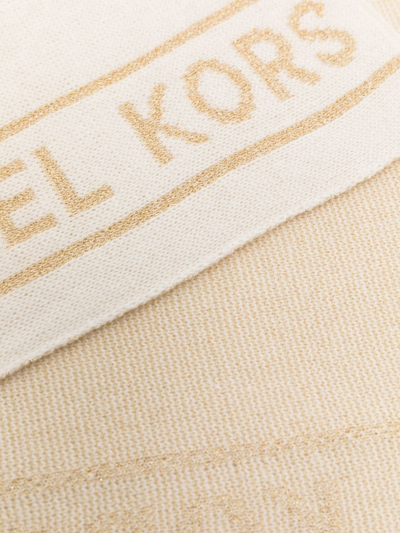 Michael Kors Logo-print Knit Scarf In Neutrals