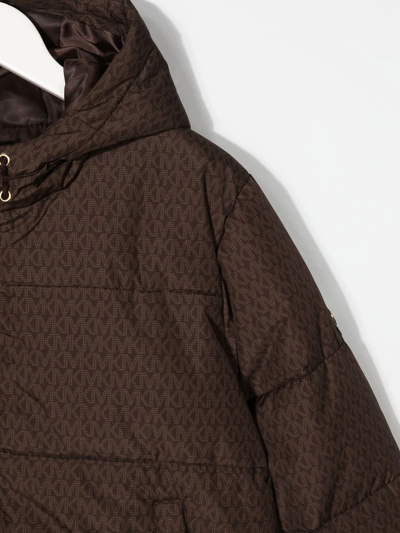 Shop Michael Kors Monogram-print Hooded Jacket In Brown