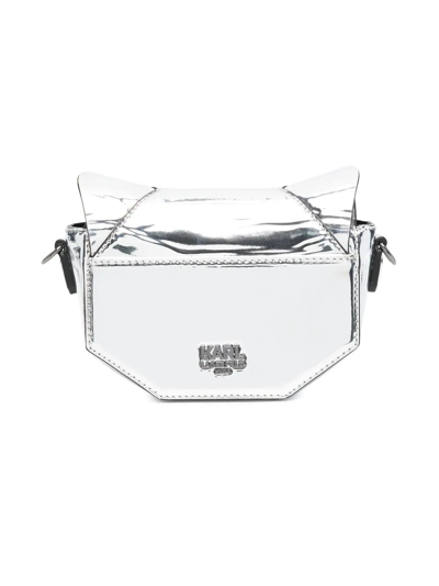 Shop Karl Lagerfeld Cyber Choupette Crossbody Bag In Silver