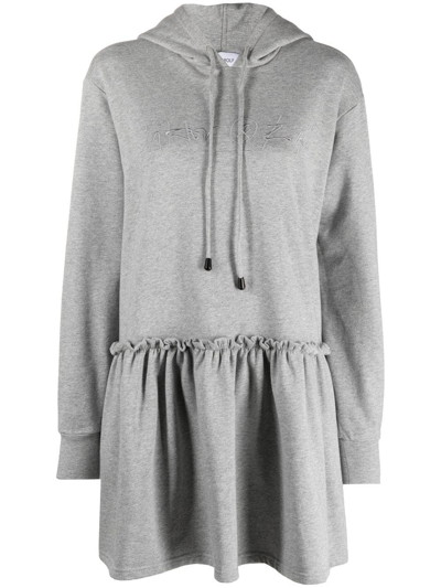 Shop Viktor & Rolf Logo-embroidered Sweatshirt Dress In Grey