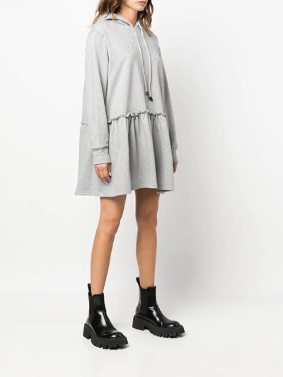 Shop Viktor & Rolf Logo-embroidered Sweatshirt Dress In Grey