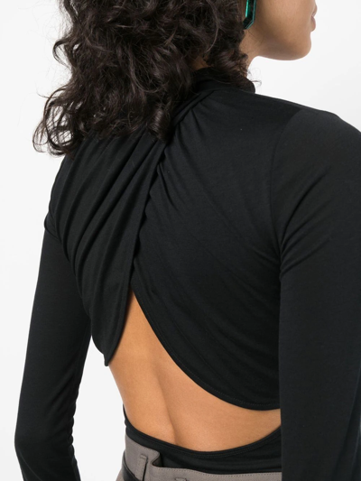 Shop Viktor & Rolf Draped-design Long-sleeve Bodysuit In Black