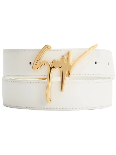 Shop Giuseppe Zanotti Signature-logo Buckle Belt In White