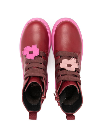 Shop Camper Flower-patch Detail Boots In Red