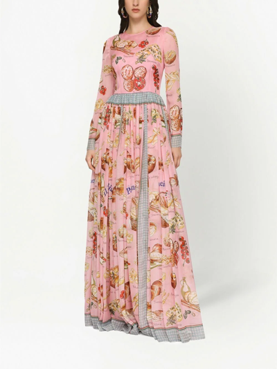 Shop Dolce & Gabbana Graphic-print Maxi Dress In Pink