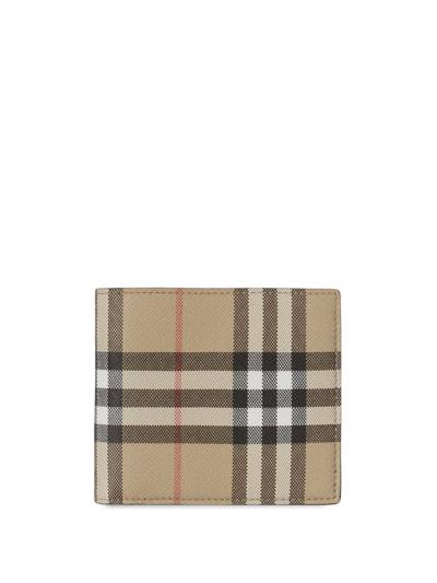 Shop Burberry Check-pattern Bi-fold Wallet In Neutrals