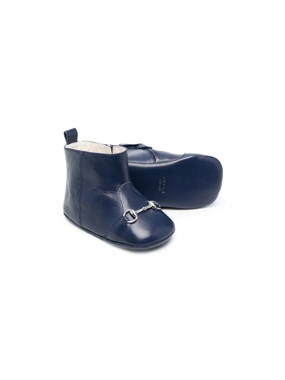 Shop Gucci Aisha Horsebit-buckle Boots In Blue