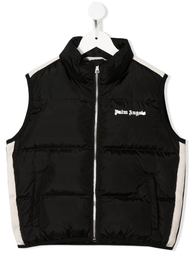 Shop Palm Angels Logo-print Padded Gilet In Black