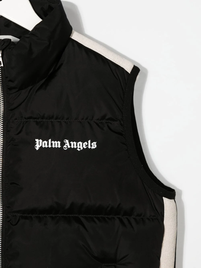 Shop Palm Angels Logo-print Padded Gilet In Black